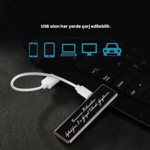 Kişiye Özel Elektronik Dumansız Alevsiz Rüzgar Geçirmez Rezistanslı Çakmak